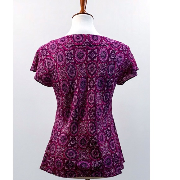 Banana Republic Purple & Pink Silk Cap Sleeve Top - Picture 3 of 5